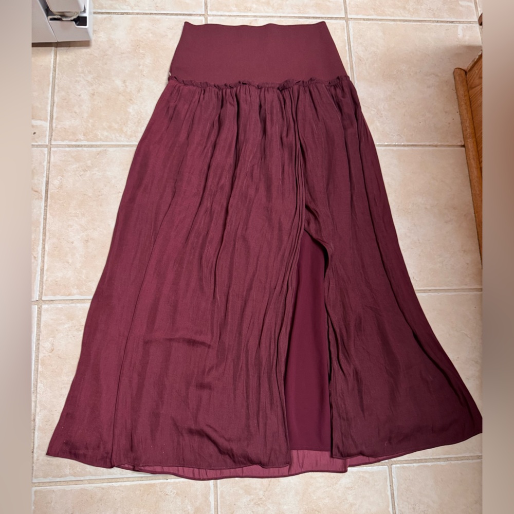 Current Air Burgundy A-Line Maxi Skirt